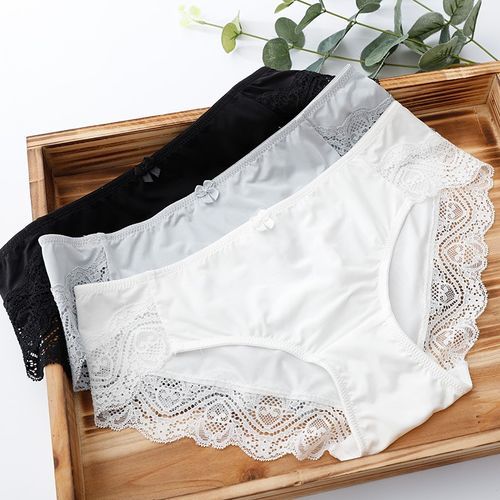 Cheap Lace Women's Panties Sets Ice Silk Seamless Underwear Female