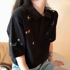 Juku Girls - Embroidered Short-Sleeve Polo Shirt Juku Girls - Embroidered Short-Sleeve Polo Shirt