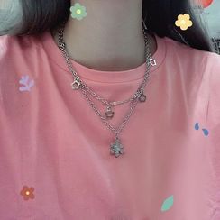 PANGU - Stainless Steel Flower Pendant Necklace - 2 Types PANGU - Stainless Steel Flower Pendant Necklace - 2 Types