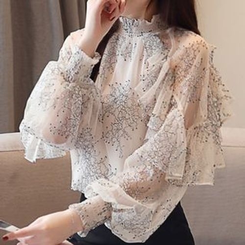 Vintage Lace Blouses Womens 2023 Summer Fashion Elegant White Blusas Mujer  Casual V Neck See Through Sexy Puff Sleeve Y2k Tops - AliExpress