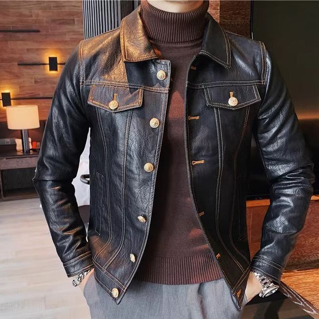 Lefitt-Metal Faux Leather Long-Sleeve Jacket