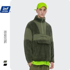 Newin - Patchwork Half-Zip Loose Pullover Newin - Patchwork Half-Zip Loose Pullover