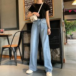 Momoko - Washed High-Waist Wide-Leg Jeans
