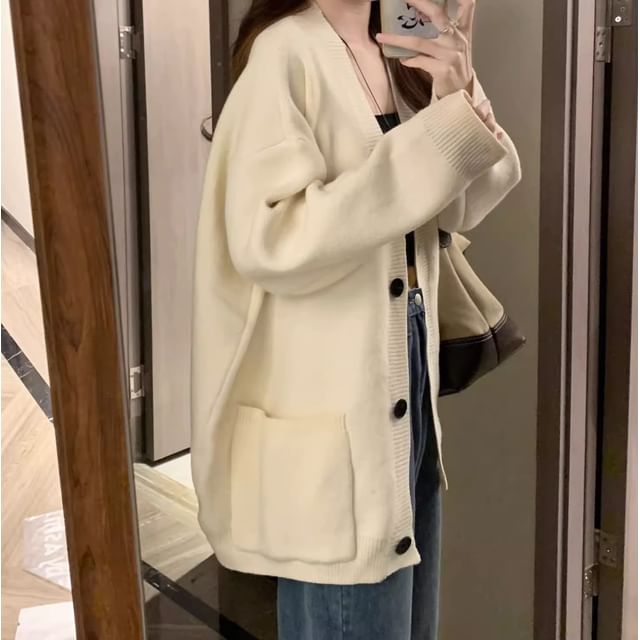 Ukiyo-Plain Pocket Detail Oversized Cardigan