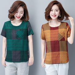 Ebbie - Short-Sleeve Plaid T-Shirt Ebbie - Short-Sleeve Plaid T-Shirt