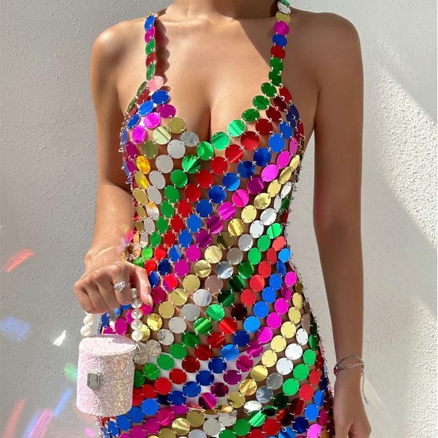 dress like the 90s men I'm Magnetic Halter Neck Backless Mini Dress Mint Grey