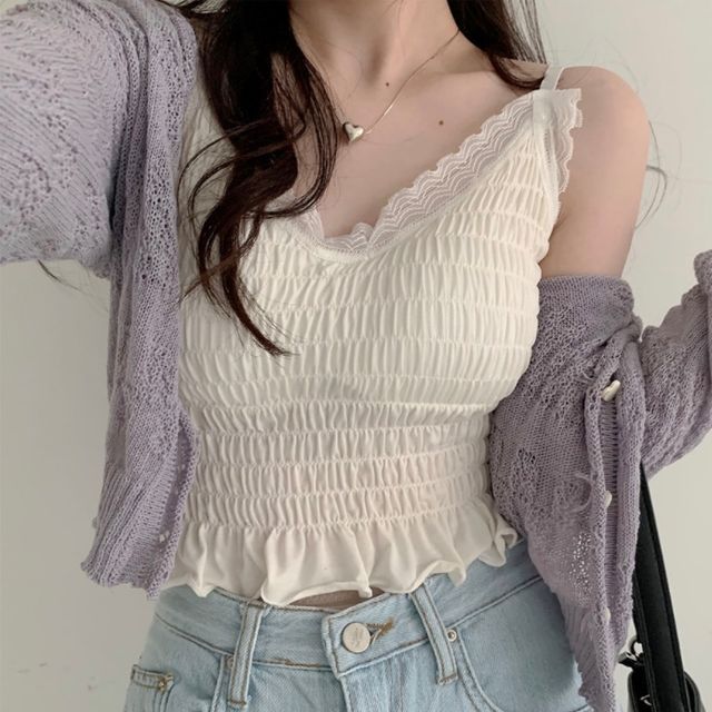 Glotto-Plain Pleated Tank Top