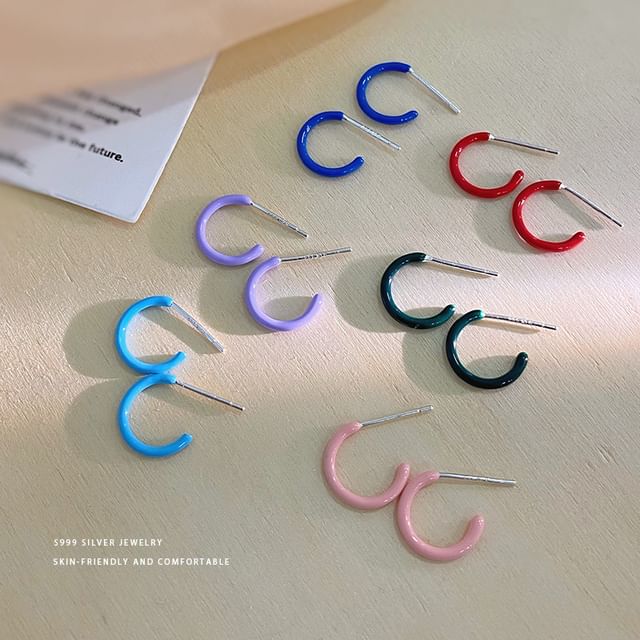 FOON-999 Sterling Silver Color Silver Open Hoop Earring