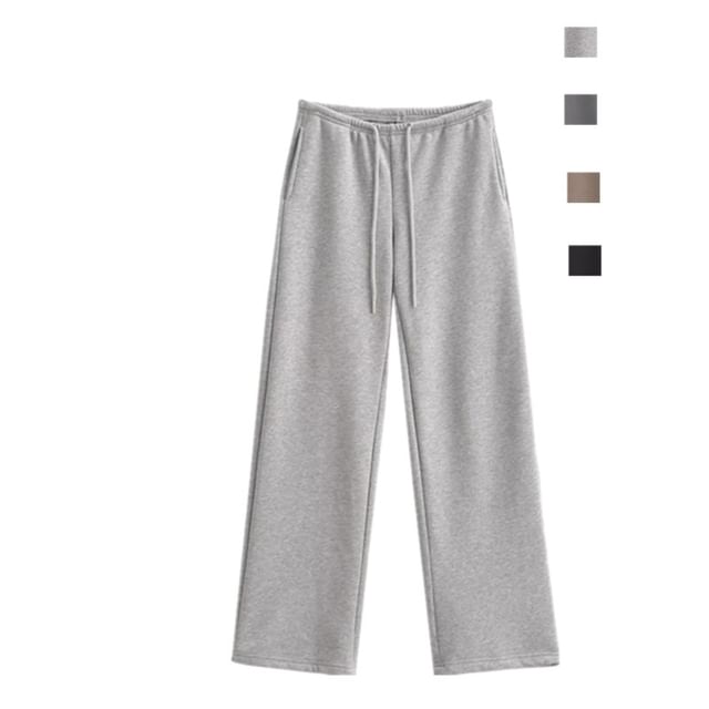Ulark-High Waist Plain Straight Leg Sweatpants