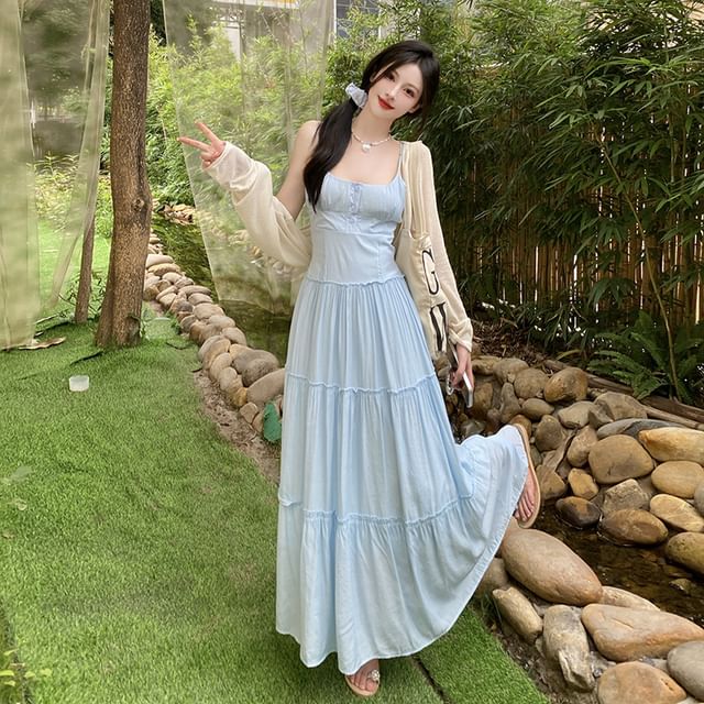 a line dress spaghetti strap Long Spaghetti Strap A Line Prom Dress main image 0