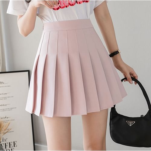 Pink Pleated Mini Skirt