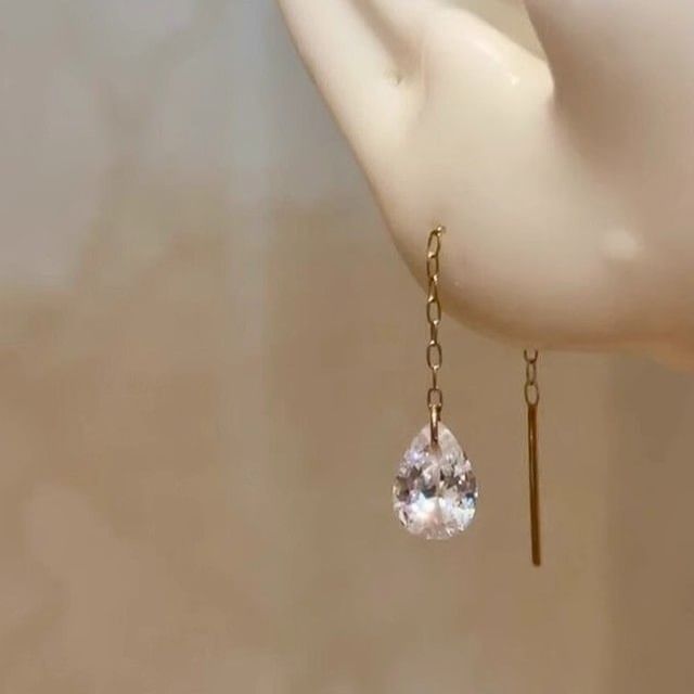 Wandoli-Rhinestone Alloy Threader Earring