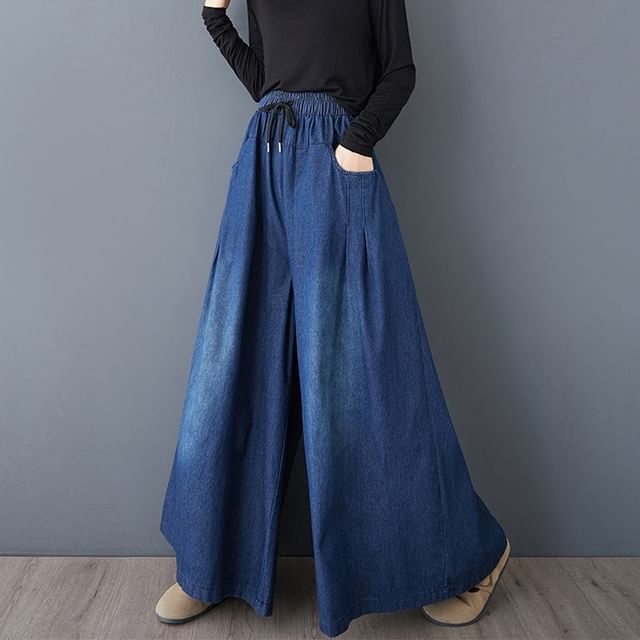 Lewwe-High Rise Wide Leg Jeans