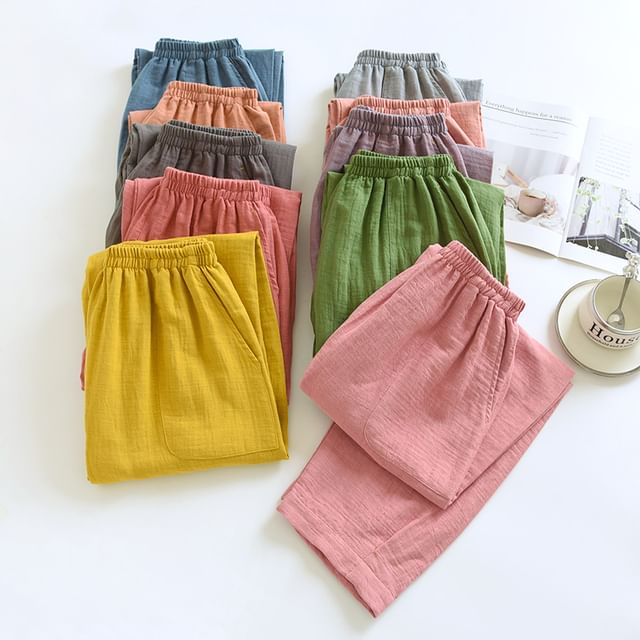 Somnus-Elastic Waist Plain Lounge Pants
