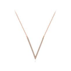 BELEC(ベレック) - Simple Personality Plated Rose Gold V-shaped Necklace with Cubic Zirconia BELEC(ベレック) - Simple Personality Plated Rose Gold V-shaped Necklace with Cubic Zirconia