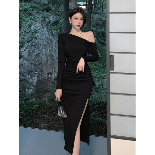 chinese dress ladies Black One Sleeve Mini Dress main image 0