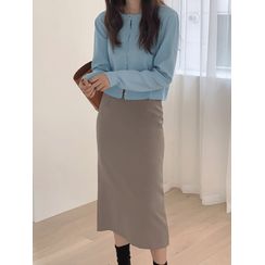 maybe-baby - Slit-Back Midi Skirt maybe-baby - Slit-Back Midi Skirt