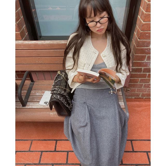 maybe-baby-Dearest Crop Tweed Jacket