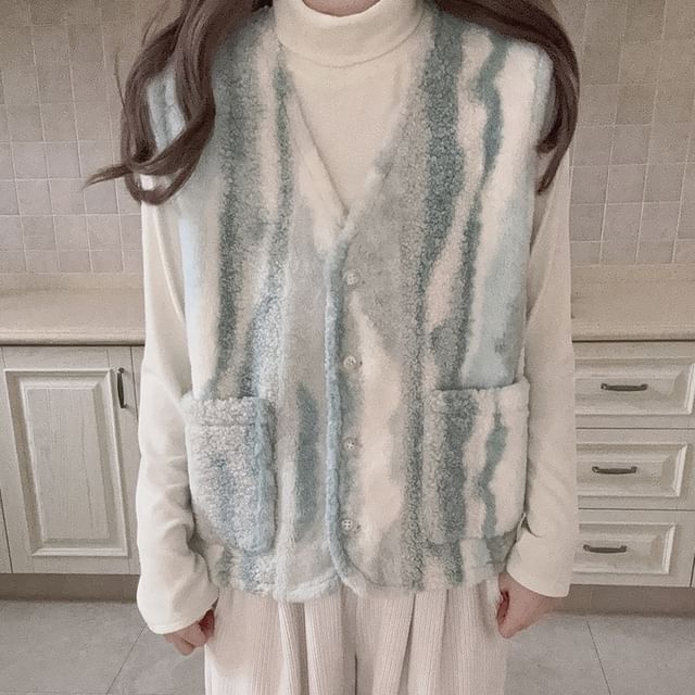 Glotto-V-Neck Tie Dye Fleece Vest