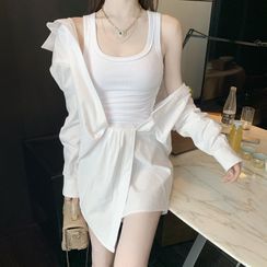 Newkoou - Mock Two-Piece Mini Tank Dress Newkoou - Mock Two-Piece Mini Tank Dress