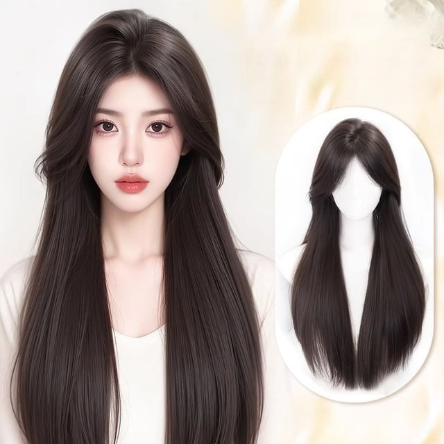 Jasmintinea-Set Long Full Wig - Straight Hair Net