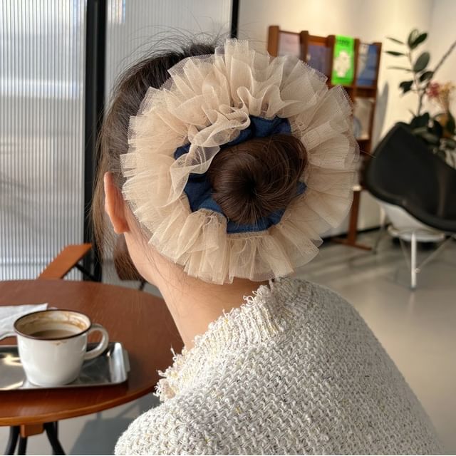 Allyrinta-Denim Panel Mesh Scrunchie