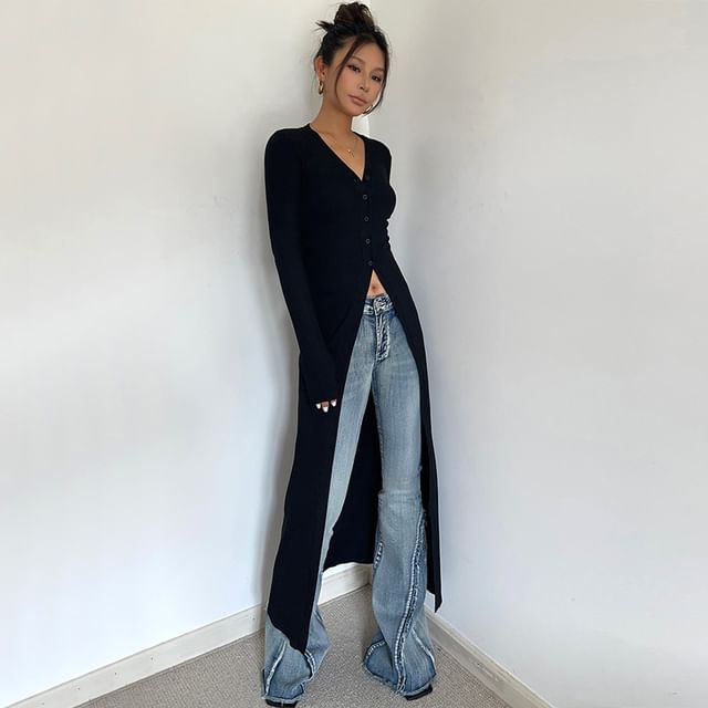 Colada-V-Neck Long Cardigan