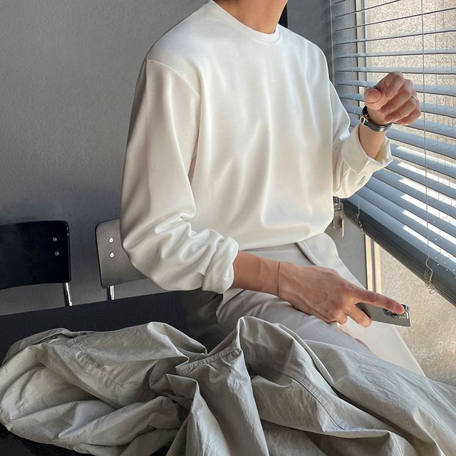 MRCYC-Long-Sleeve Crew Neck Plain T-Shirt