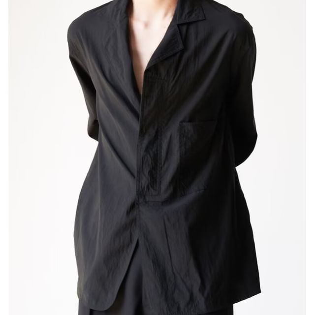 DuckleBeam-Long-Sleeve Plain Oversize Shirt
