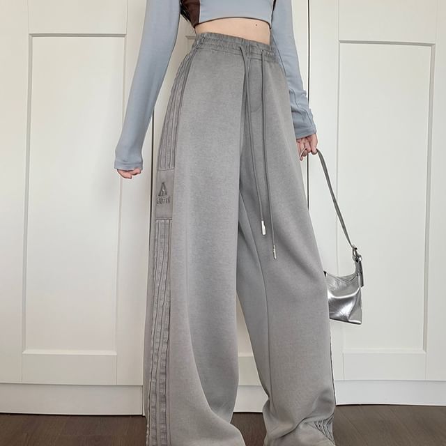 Isaaca-Drawstring Waist Striped Baggy Sweatpants