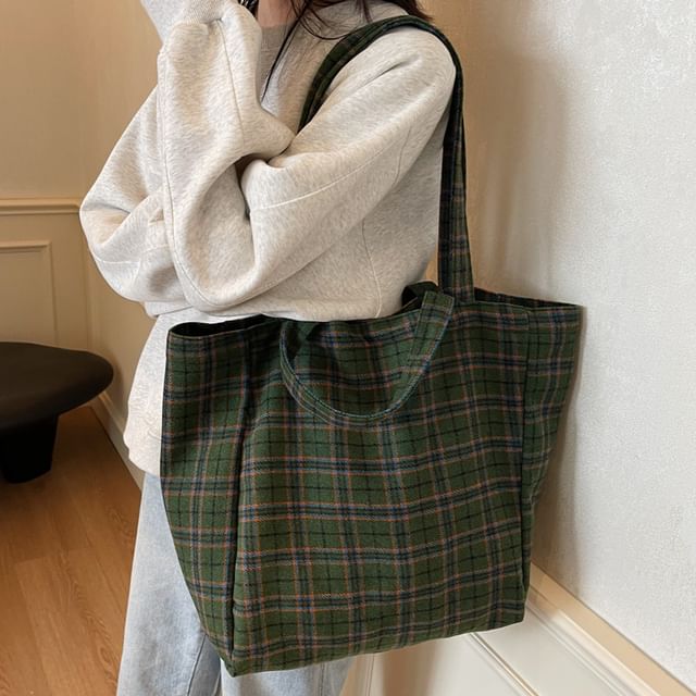 Melois-Plaid Tote Bag