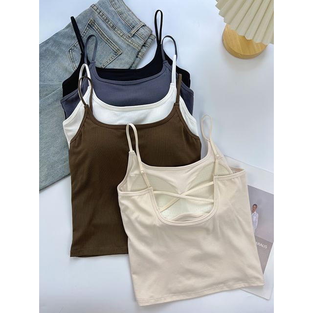 DIYI-Plain Cutout Padded Cami Top
