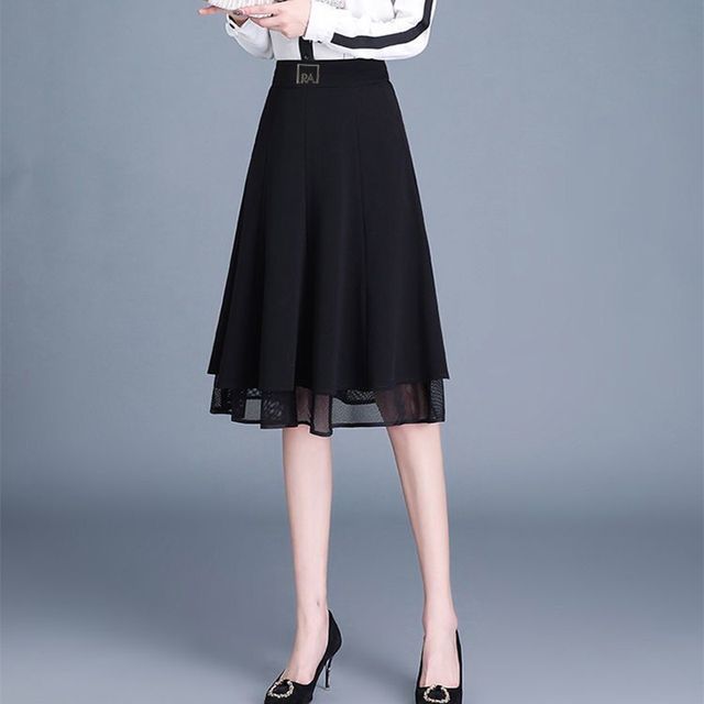 Everose-Midi A-Line Mesh Skirt