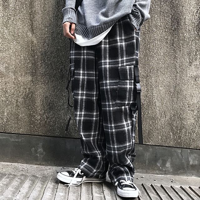 Men's plaid hot sale cargo pants