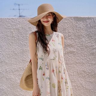JUSTONE Shirred Floral Long Tank Dress Sale