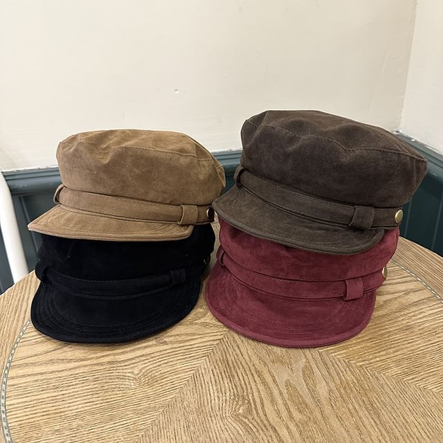 Raconteur-Plain Faux Suede Military Cap