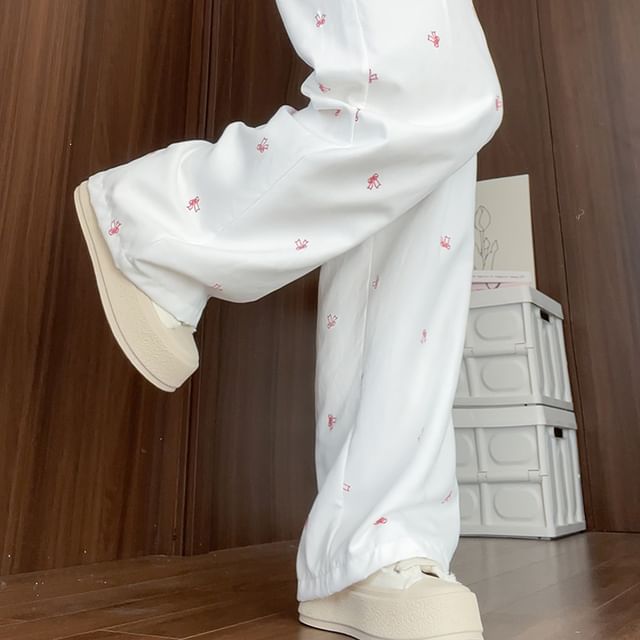 JVL - High Rise Ribbon Accent Wide Leg Pants (Various Designs) | YesStyle
