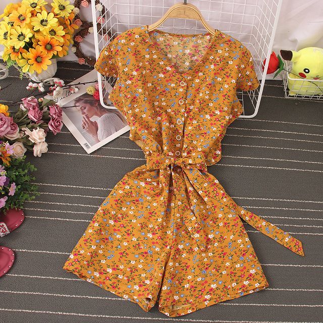 Short sleeve floral romper Clearance