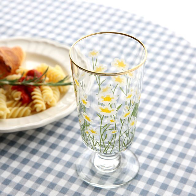 Beaucup - Floral Print Glass Drinking Cup