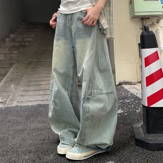 Coline-High Rise Washed Baggy Jeans