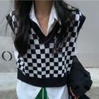 A7 SEVEN - Checkerboard Pattern Sweater Vest