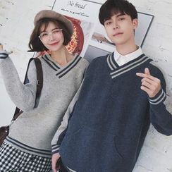 HANEN - Couple Matching Two-Tone Sweater