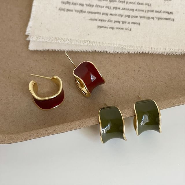 Panda Dama-Glaze Alloy Open Hoop Earring