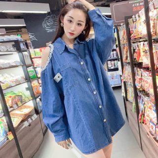 cold shoulder jean shirt