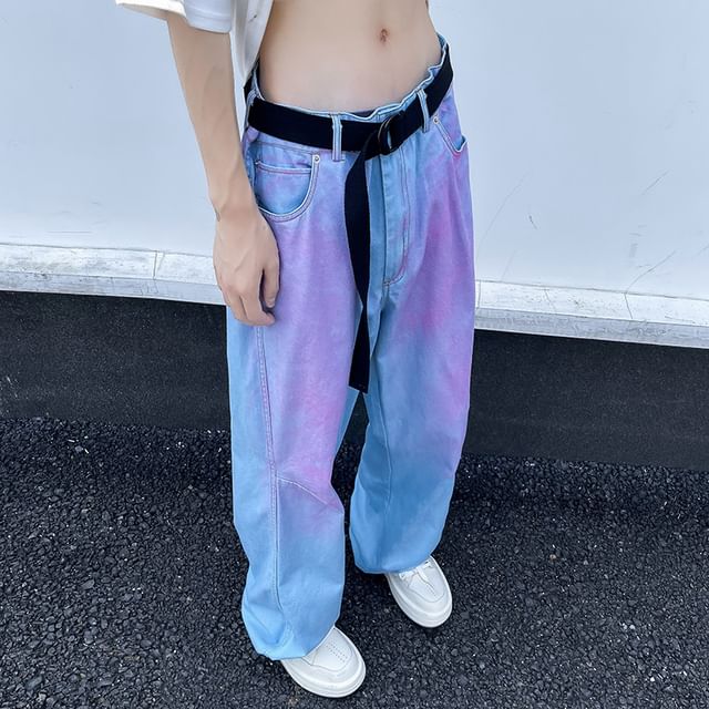 Hushgrain-Mid Rise Gradient Straight Leg Jeans