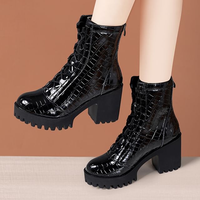 Womens Boots Faux Leather Croc Boots Freesia Faux Leather Platform