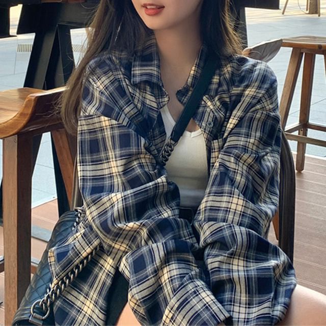 Sienne-Long-Sleeve Plaid Shirt