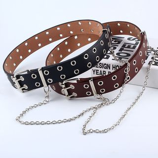 double eyelet belt with chain