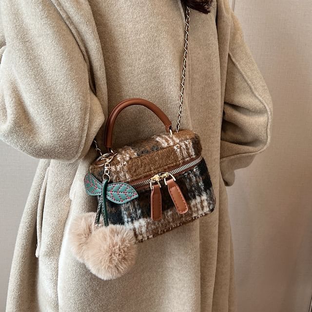 KOCORE-Wool Plaid Crossbody Bag