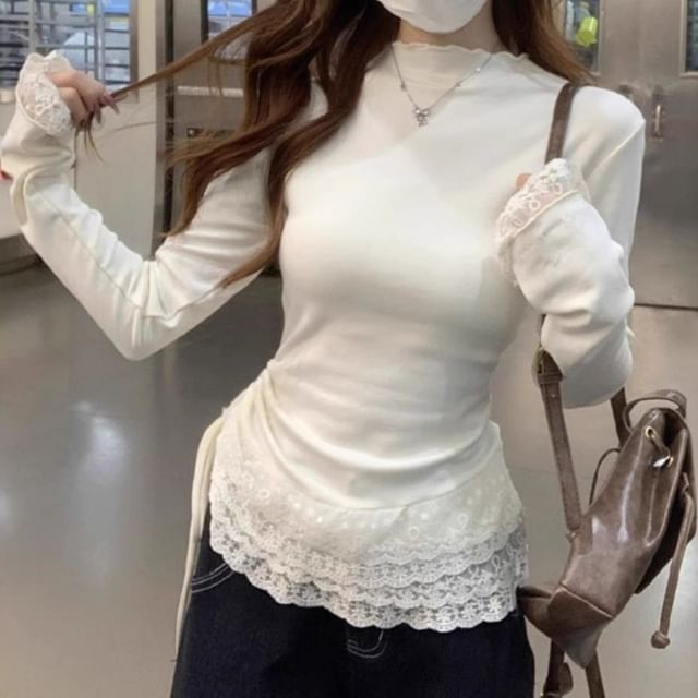 Cossita-Long-Sleeve Lace Top